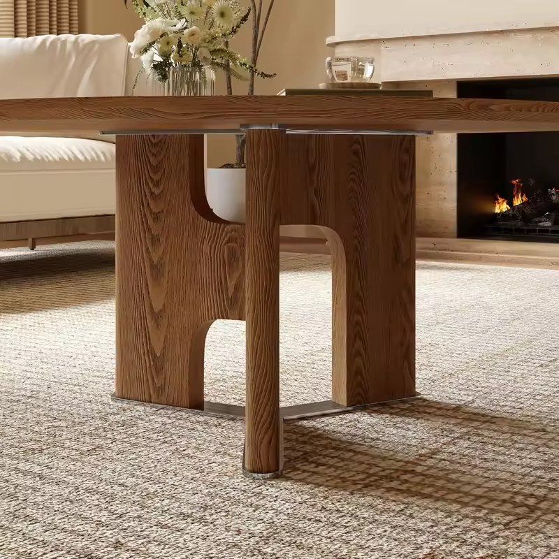 31.5" Round Coffee Table, Compact Rustic Ash Wood, Mid-Century Modern for Small Spaces & Apartments., Customized