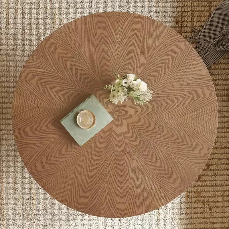 31.5" Round Coffee Table, Compact Rustic Ash Wood, Mid-Century Modern for Small Spaces & Apartments., Customized