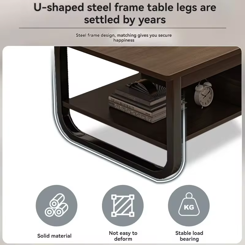 Modern minimalist coffee table, small apartment, living room, sofa, nearby balcony, tea table, rental room, rectangular tea tabl