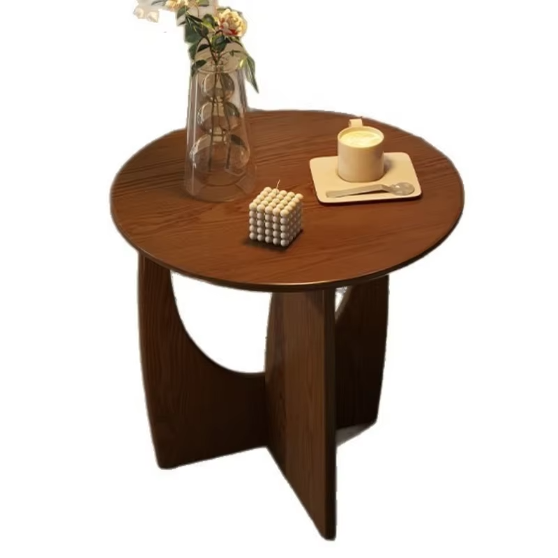 Simple solid wood circular coffee table, Nordic style living room coffee table, small sofa side table, high-end corner table