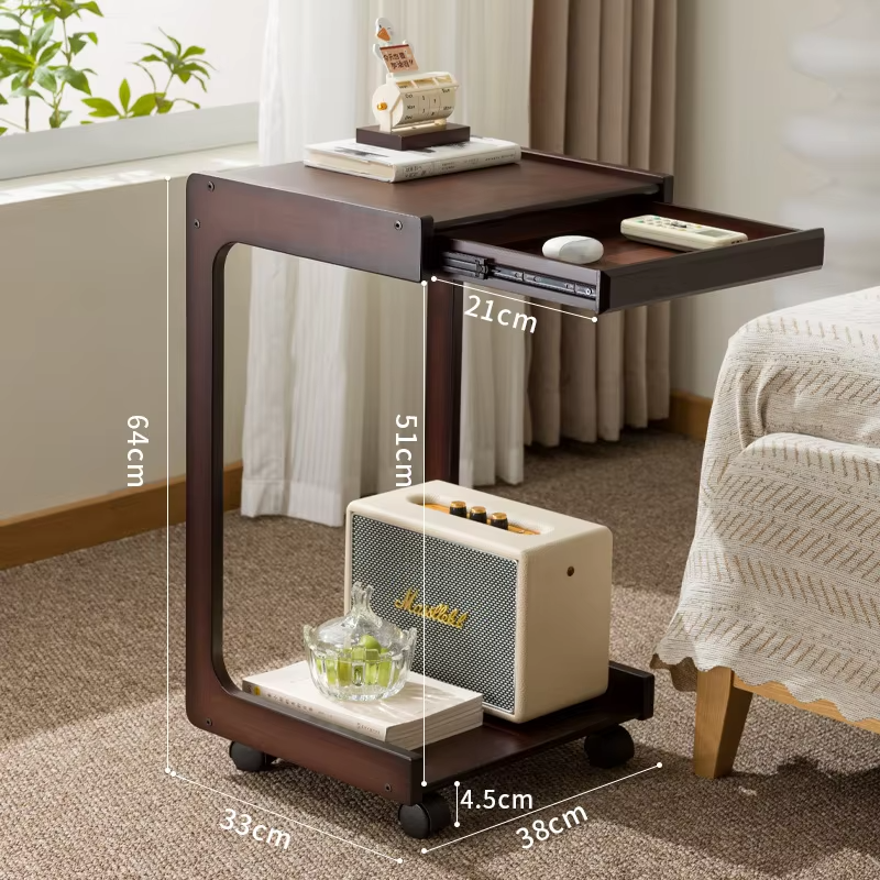 Sofa side table removable table with wheel coffee table small apartment household square corner computer bedside table