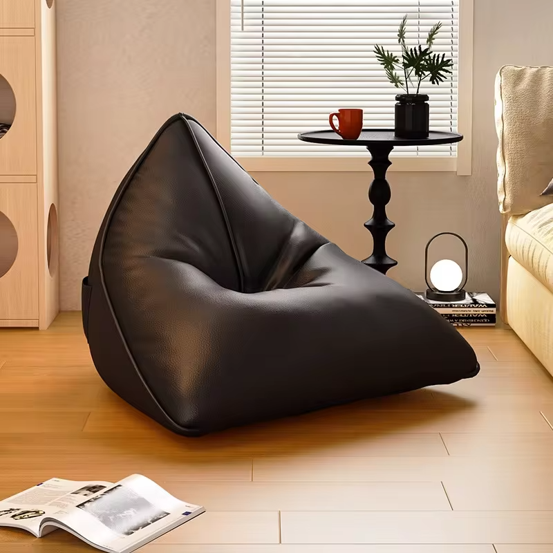 Triangular Bean Bag Sofa Convertible Sleeping Lounger Tatami Style Compact Bedroom Balcony Bean Bag Chair with Filling Yellow