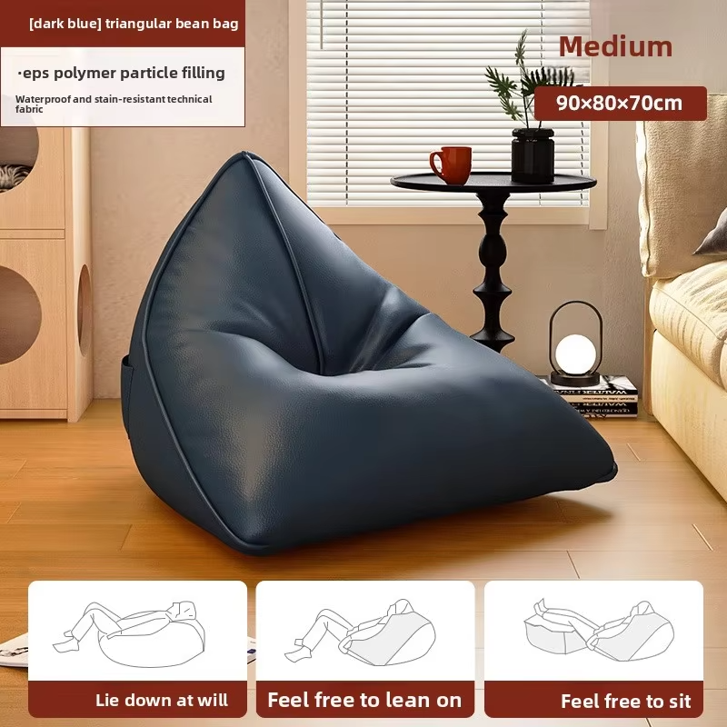 Triangular Bean Bag Sofa Convertible Sleeping Lounger Tatami Style Compact Bedroom Balcony Bean Bag Chair with Filling Yellow