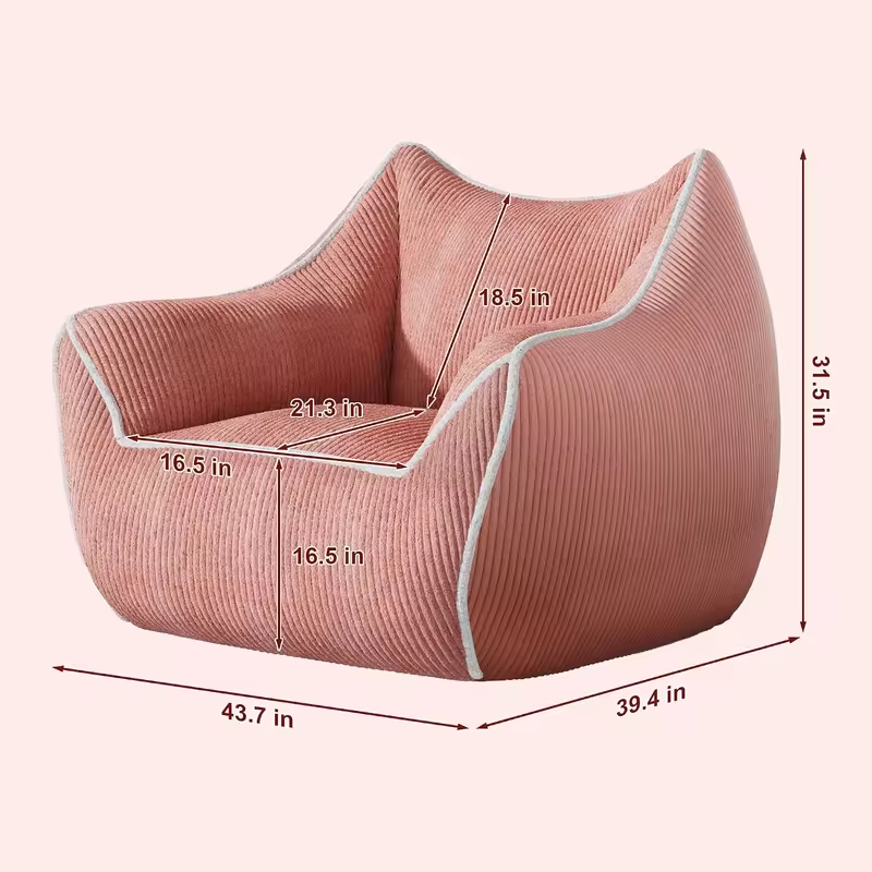 Giant Bean Bag Sofa Chair with Filler, Armrests & Back Support for Bedroom Living Room Reading, Pink, Customized