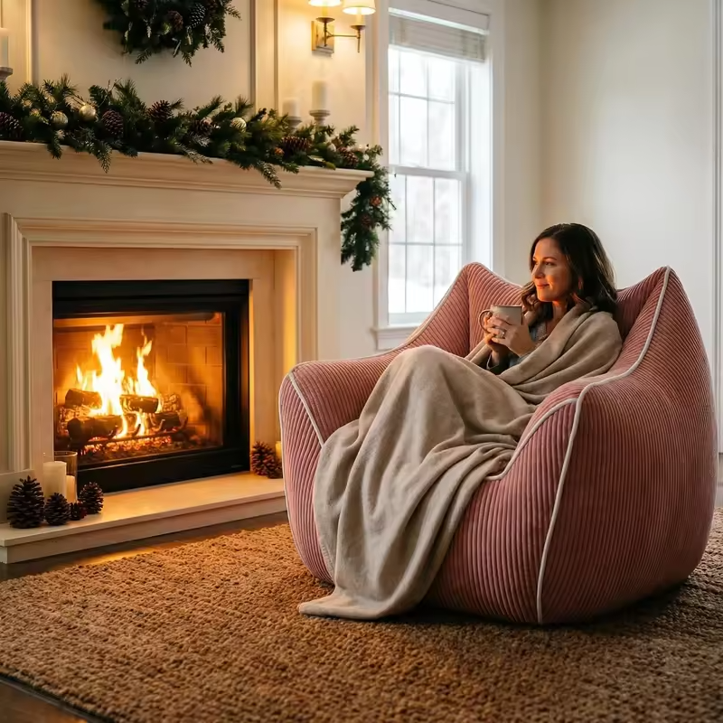 Giant Bean Bag Sofa Chair with Filler, Armrests & Back Support for Bedroom Living Room Reading, Pink, Customized