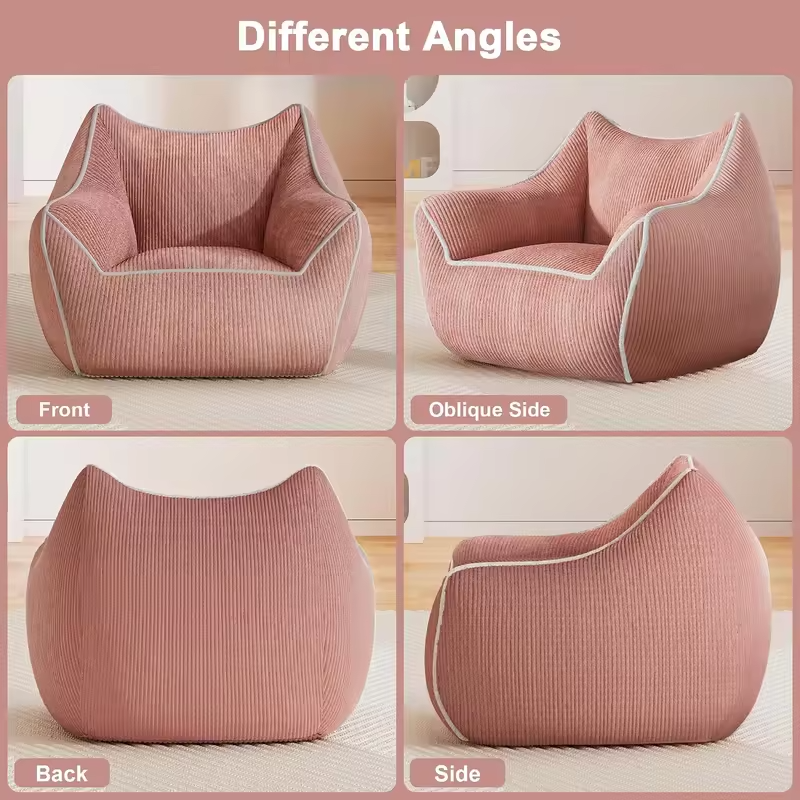Giant Bean Bag Sofa Chair with Filler, Armrests & Back Support for Bedroom Living Room Reading, Pink, Customized