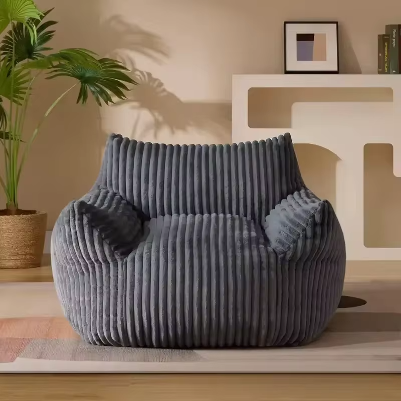 Modern Japanese Design Plush Soft Corduroy Fabric Home Office Coffee Living Room Bean Bag Sofa Set with Polystyrene Beads