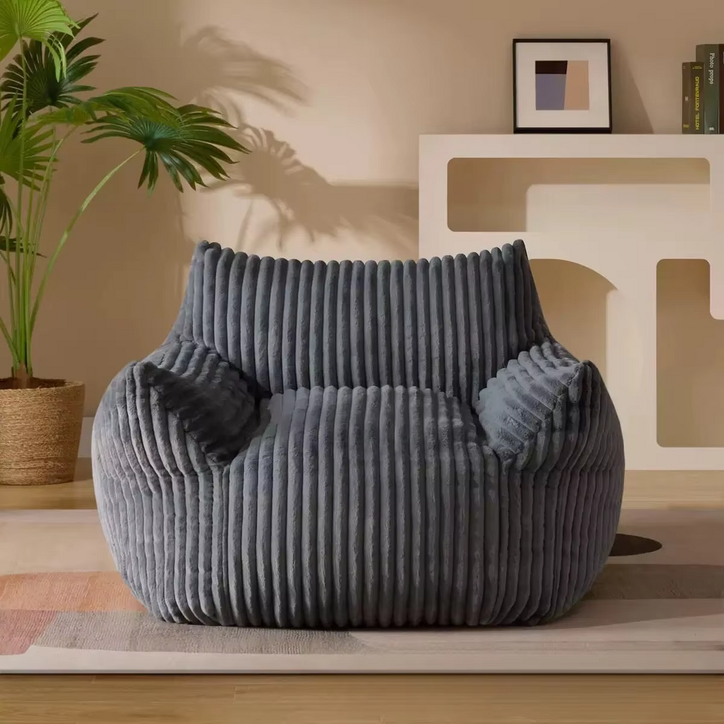 Modern Japanese Design Plush Soft Corduroy Fabric Home Office Coffee Living Room Bean Bag Sofa Set with Polystyrene Beads