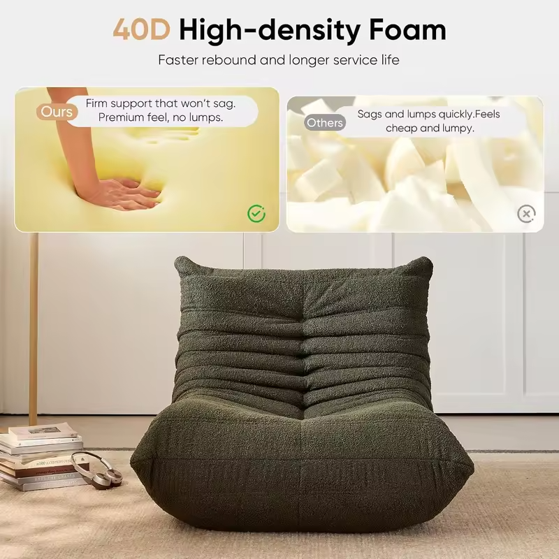 Adults Bean Bag Togo Comfy Lazy Floor Sofa Green 1 Seater, Customized