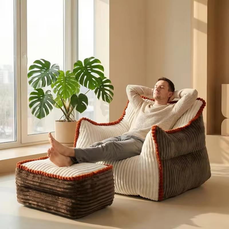 Comfortable Modern Living Room High Quality Extra Large Shredded Foam Compressed Package Bean Bag Sofa for Adults