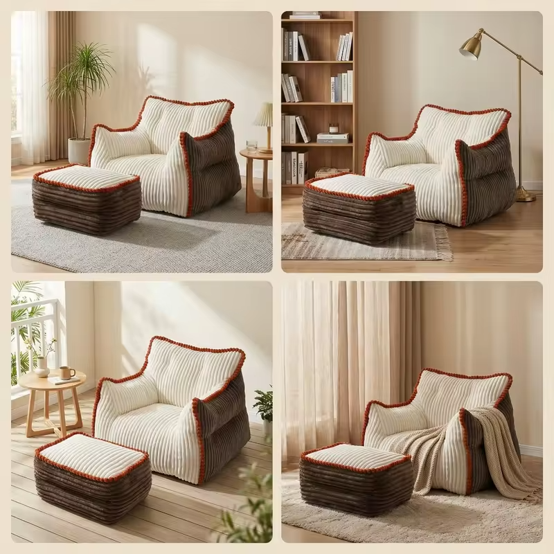 Comfortable Modern Living Room High Quality Extra Large Shredded Foam Compressed Package Bean Bag Sofa for Adults
