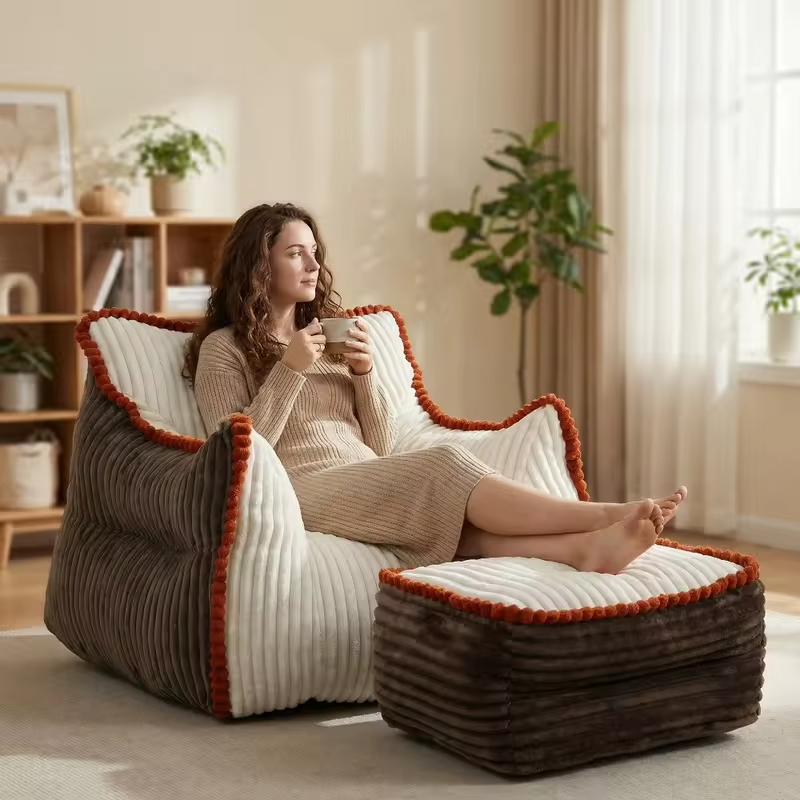 Comfortable Modern Living Room High Quality Extra Large Shredded Foam Compressed Package Bean Bag Sofa for Adults