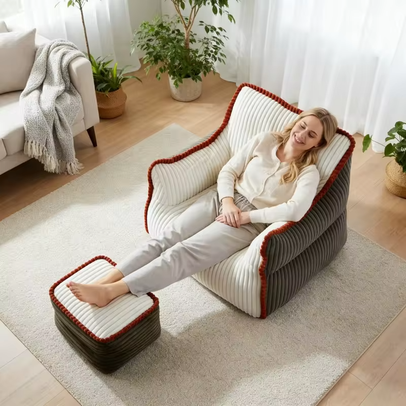 Comfortable Modern Living Room High Quality Extra Large Shredded Foam Compressed Package Bean Bag Sofa for Adults