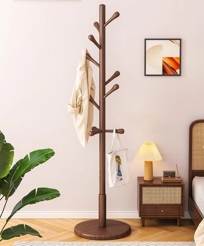 Solid Wood Freestanding Coat Rack Nordic Style Bag Rack Home Organizer Clothing Rack Stand Clothing Rack Coat Hanger Stand