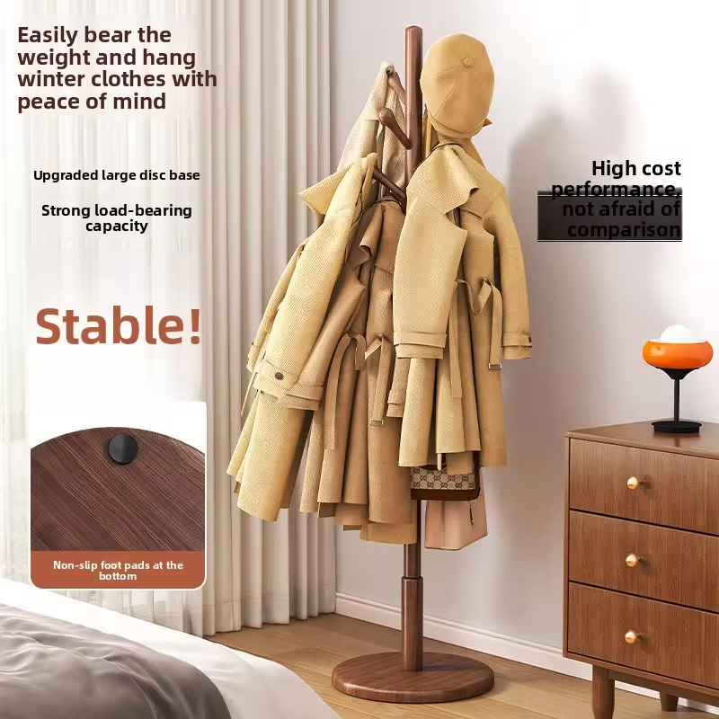 Solid Wood Freestanding Coat Rack Nordic Style Bag Rack Home Organizer Clothing Rack Stand Clothing Rack Coat Hanger Stand