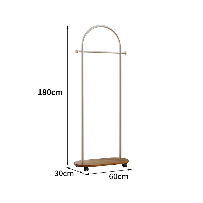 Household Floor-Standing Clothes Rack for Bedroom, Movable Vintage Wooden Coat Rack, New Storage Clothes Rack