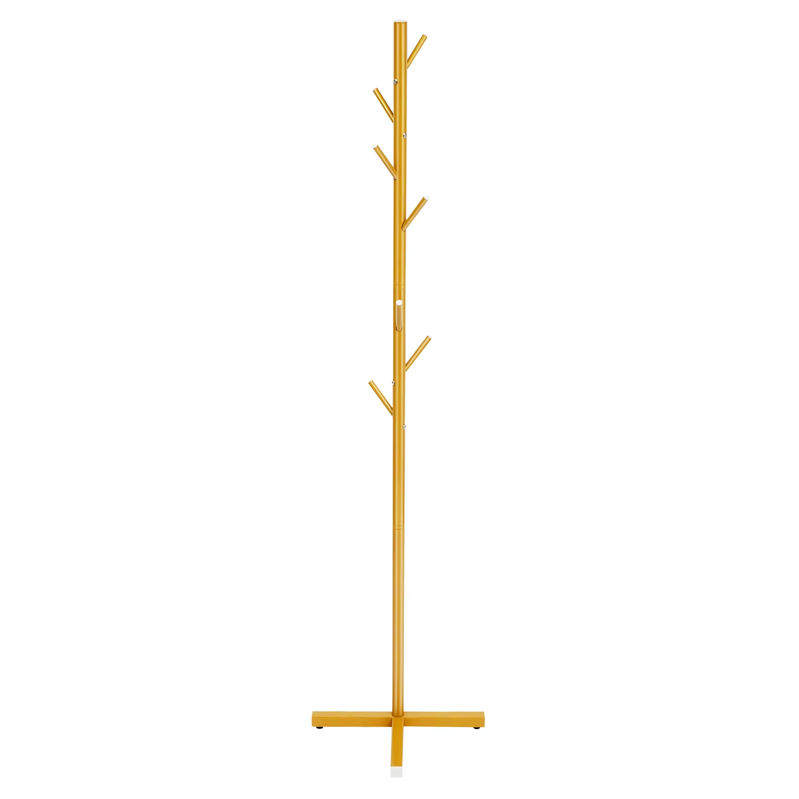 Gold Metal Coat Rack Tree-Shaped Vertical 7 Rod Floor Standing Hanger Storage Rack Coat Hat Scarf Holder for Bedroom Entrance