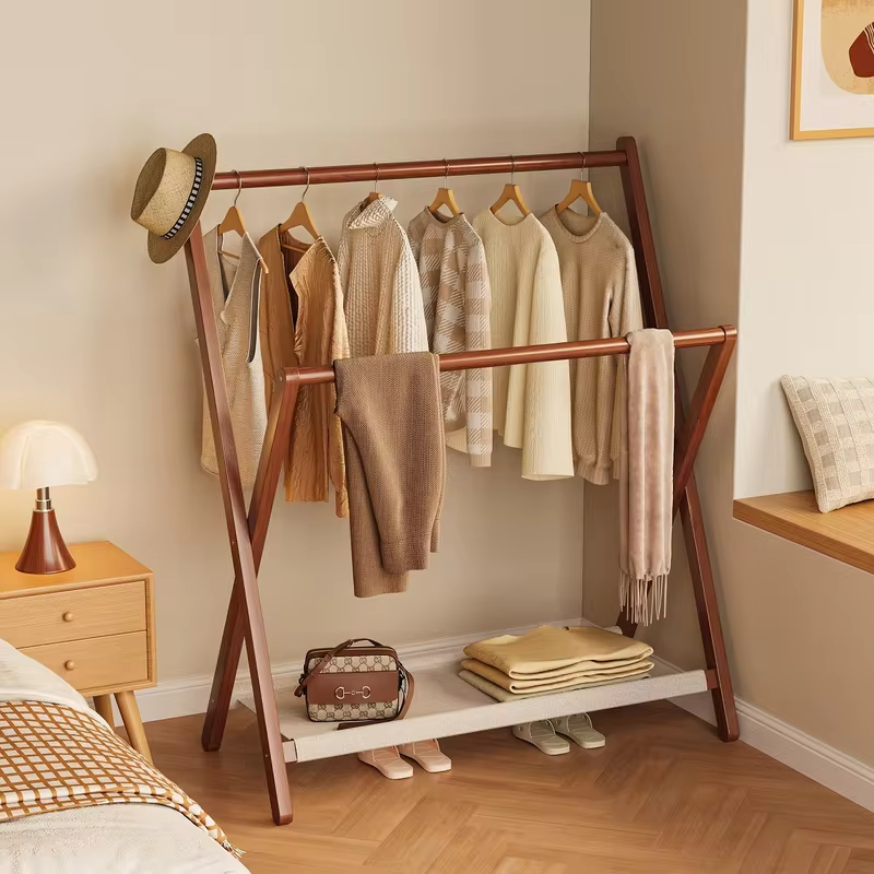 Folding Hanger Floor-to-ceiling Vertical Bedside Clothes Sorting Storage Rack Household Bedroom Simple Storage Coat Rack