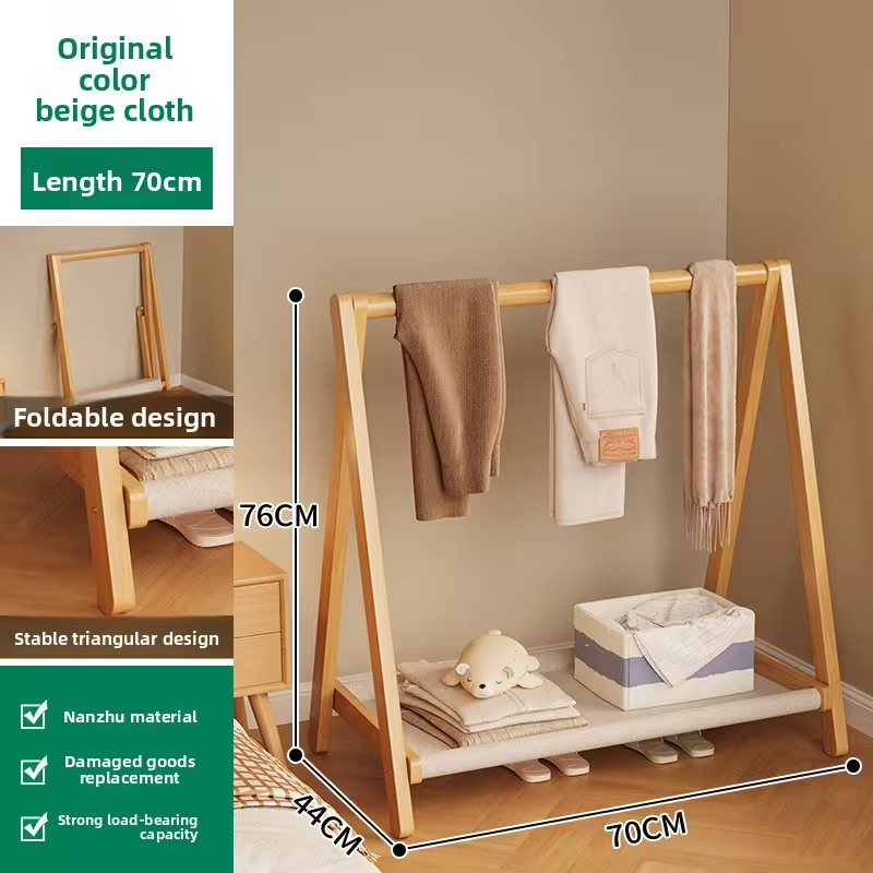 Folding Hanger Floor-to-ceiling Vertical Bedside Clothes Sorting Storage Rack Household Bedroom Simple Storage Coat Rack