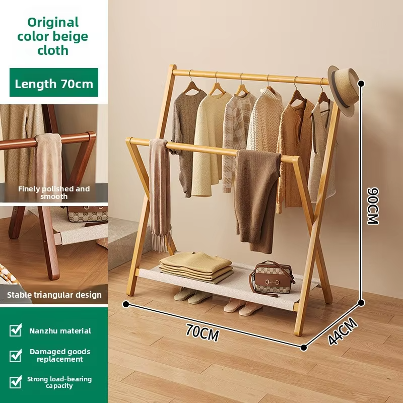 Folding Hanger Floor-to-ceiling Vertical Bedside Clothes Sorting Storage Rack Household Bedroom Simple Storage Coat Rack