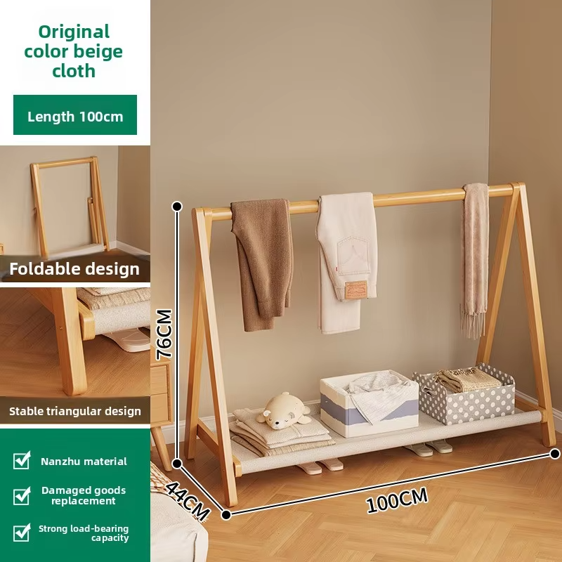 Folding Hanger Floor-to-ceiling Vertical Bedside Clothes Sorting Storage Rack Household Bedroom Simple Storage Coat Rack