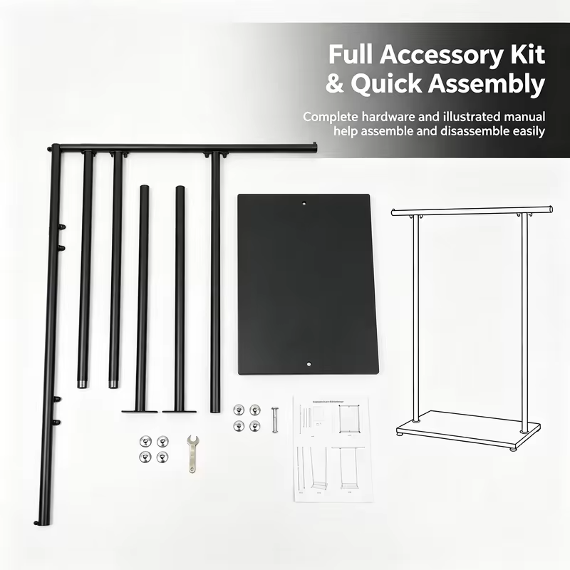 Freestanding Metal Coat Rack with Base, Modern Clothes Stand for Entryway Bedroom, 51.18" Tall Holds Coats Bags Scarves, Black