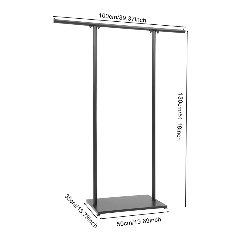 Freestanding Metal Coat Rack with Base, Modern Clothes Stand for Entryway Bedroom, 51.18" Tall Holds Coats Bags Scarves, Black