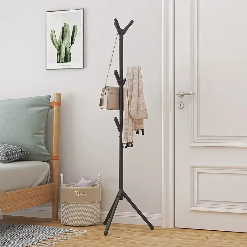 Simple Floor-standing Coat Rack Multi-hook Vertical Branch Hanger Hat Scarf Handbag Storage Rack for Living Room Bedroom Office