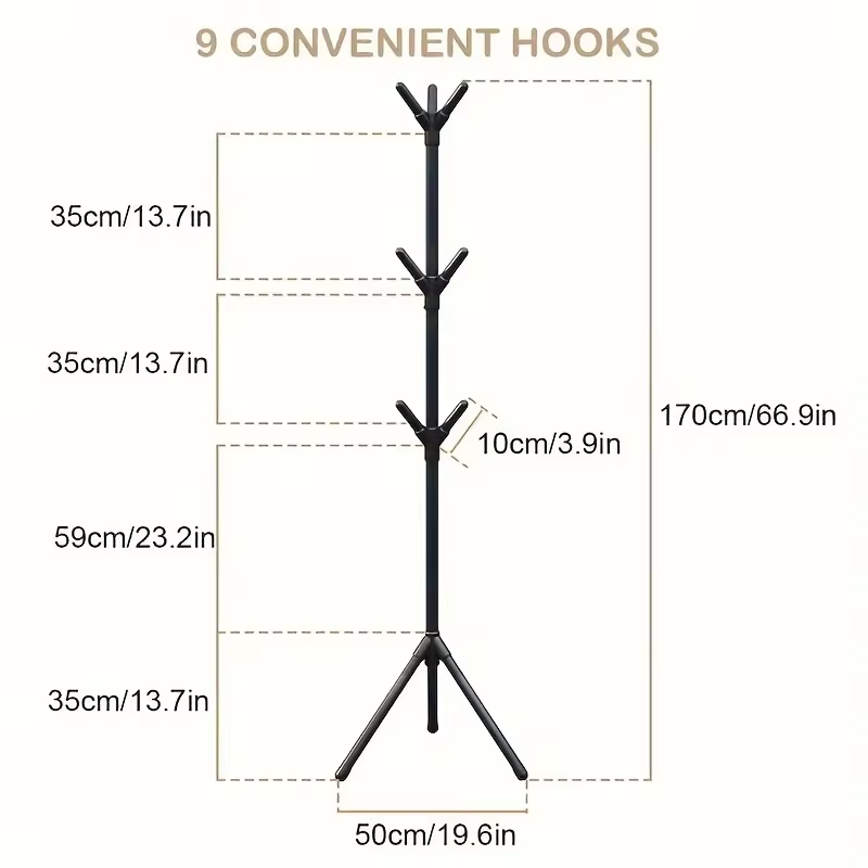 2026 New Model Hooked Wardrobe Hanger - Multi-Hook Floor-Mounted Wardrobe Hanger - Clothing and Accessories Storage