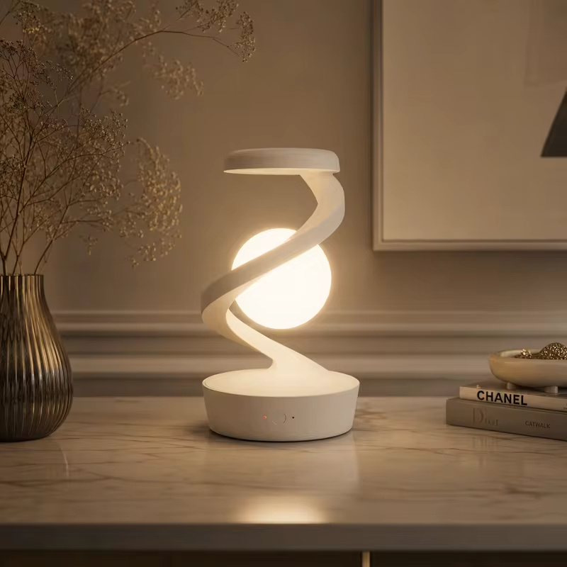 WWPPU Smart Gesture Sensor Spiral Lamp Wave Touchless Control RGB Dimmable Night Light for Gaming Room Bedside Console