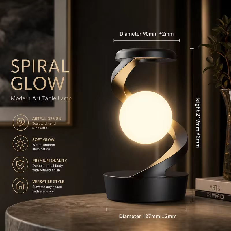 WWPPU Smart Gesture Sensor Spiral Lamp Wave Touchless Control RGB Dimmable Night Light for Gaming Room Bedside Console