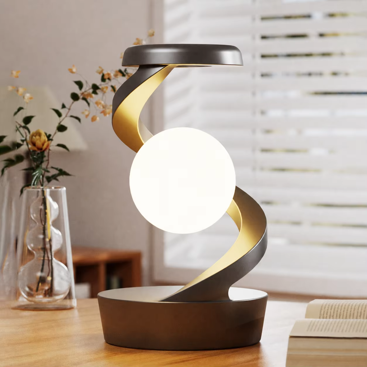 WWPPU Smart Gesture Sensor Spiral Lamp Wave Touchless Control RGB Dimmable Night Light for Gaming Room Bedside Console