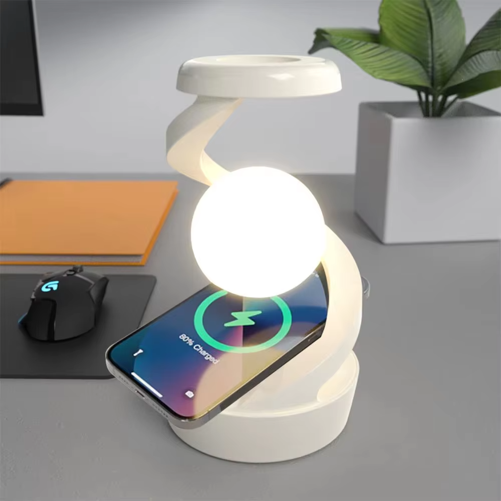 WWPPU Smart Gesture Sensor Spiral Lamp Wave Touchless Control RGB Dimmable Night Light for Gaming Room Bedside Console