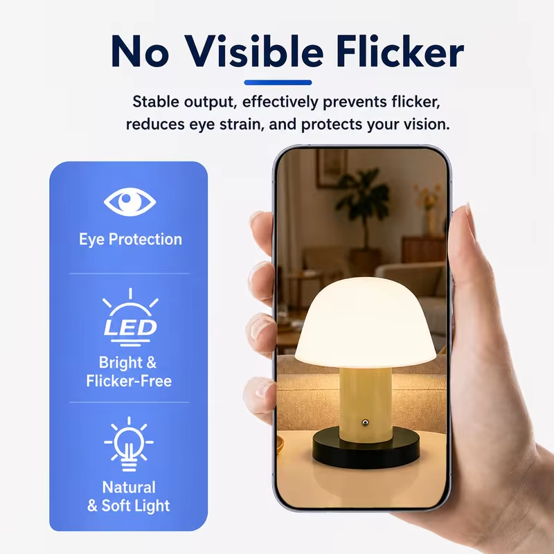 WWPPU Nordic Mushroom Table Lamp 3 Color Touch Dimming Rechargeable Portable LED Night Light for Bedroom Living Room Outdoor