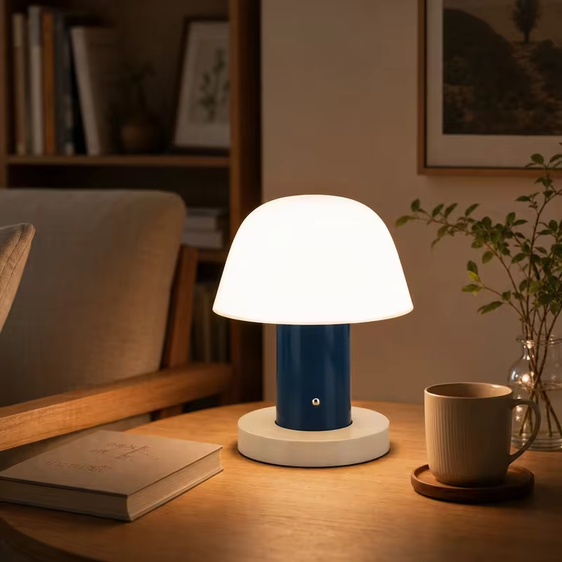 WWPPU Nordic Mushroom Table Lamp 3 Color Touch Dimming Rechargeable Portable LED Night Light for Bedroom Living Room Outdoor