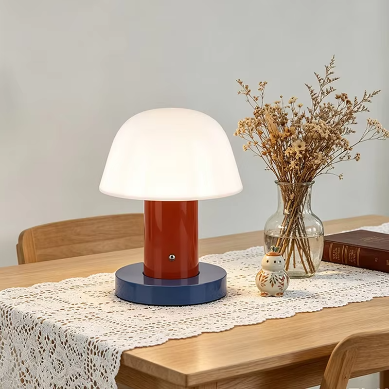 WWPPU Nordic Mushroom Table Lamp 3 Color Touch Dimming Rechargeable Portable LED Night Light for Bedroom Living Room Outdoor