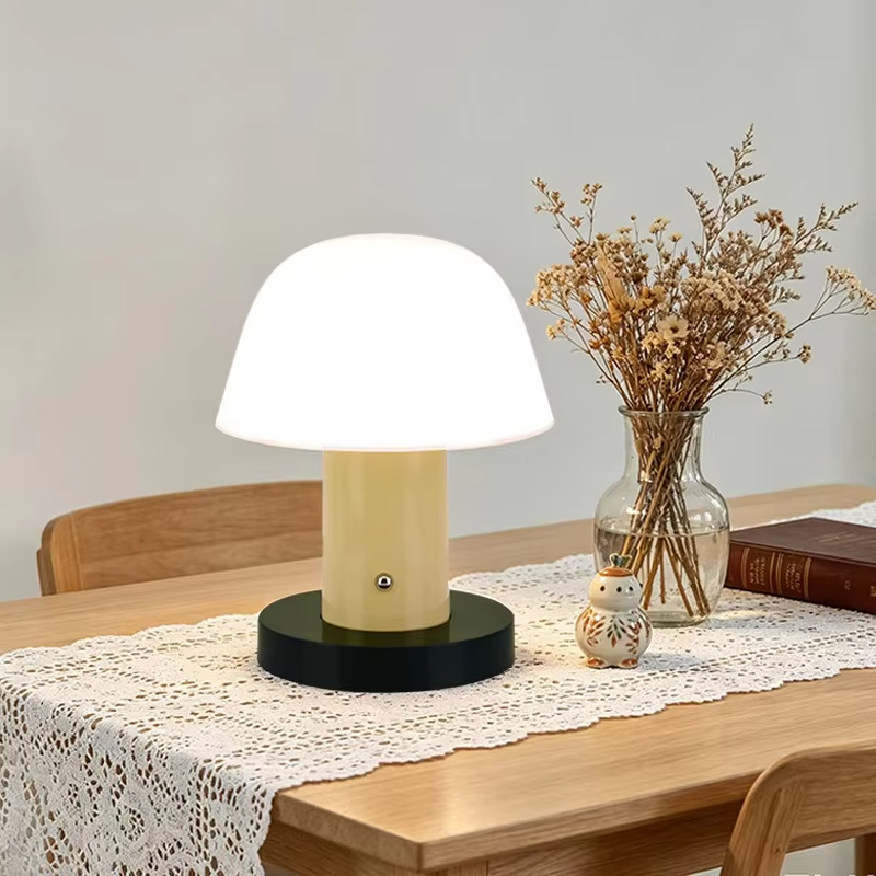 WWPPU Nordic Mushroom Table Lamp 3 Color Touch Dimming Rechargeable Portable LED Night Light for Bedroom Living Room Outdoor