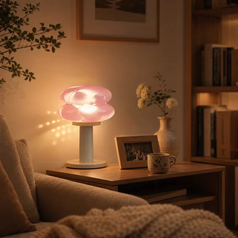 WWPPU Bauhaus Mushroom Table Lamp Rechargeable Touch Control 3 Colors Cordless Glass Desk Light Bedroom Bedside Night Lamp