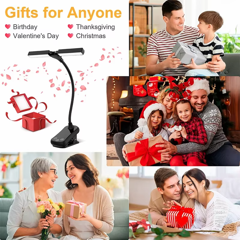 Rechargeable Book Light in Bed 2 Adjustable LED Clip-on Read Light Portable Book Reading Lamp Mini Night Light For Kids Bedroom