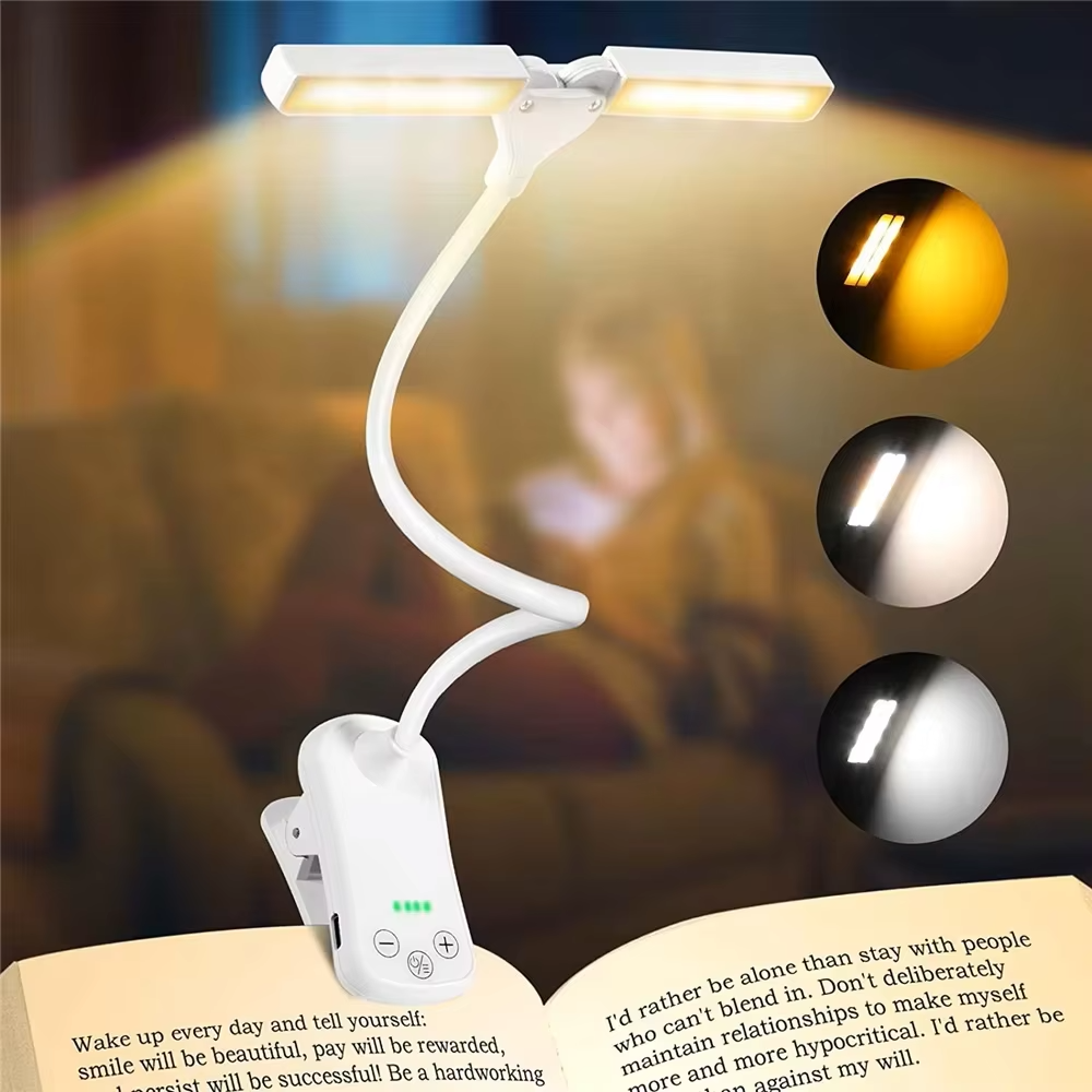 Rechargeable Book Light in Bed 2 Adjustable LED Clip-on Read Light Portable Book Reading Lamp Mini Night Light For Kids Bedroom