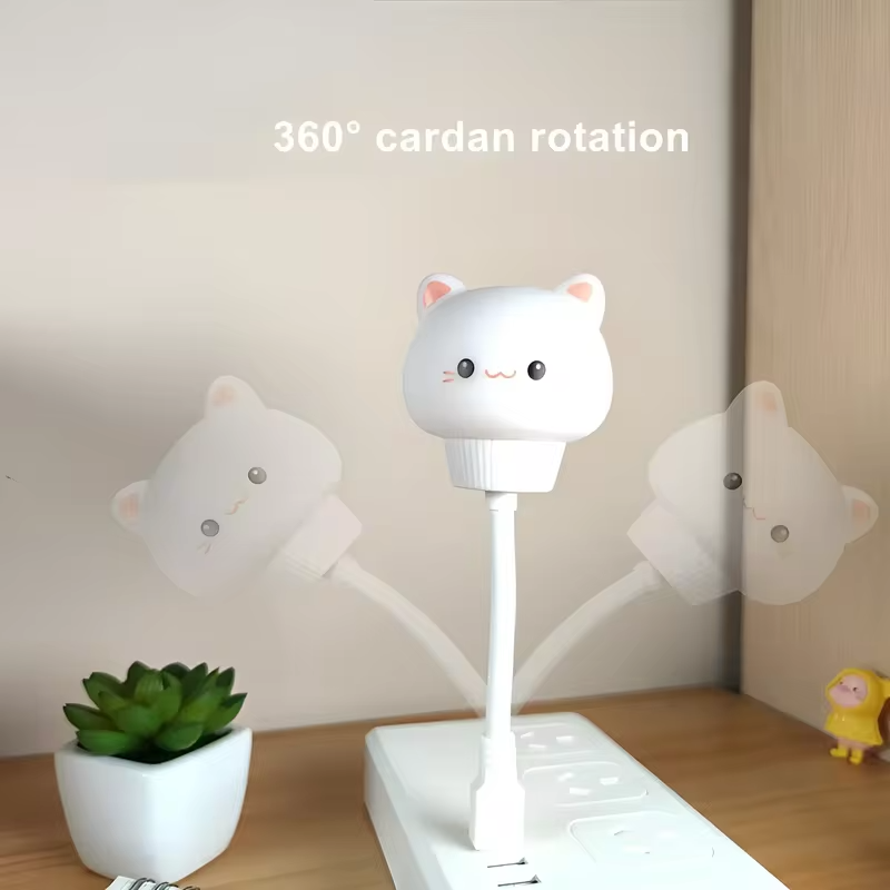 USB LED Night Light Cute Cartoon Voice Control Lamp Bear Kitten forBaby Kid Bedroom Eye Protection Decoration Bedside Night Lamp